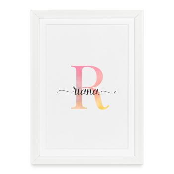 R | Monogram | Name | Riana |Watercolor - Framed poster (27 × 37 cm) - white - Front
