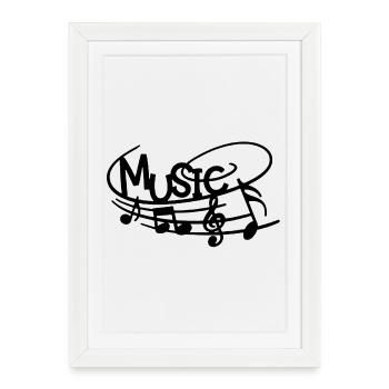 la musique dans la peau (noir) - Affiche encadrée (27 × 37 cm) - blanc - Devant