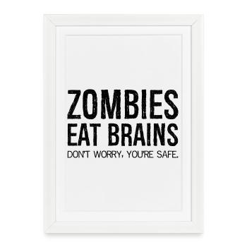 zombies eat brains - Framed poster (27 × 37 cm) - white - Front