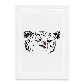Hibou et coccinelle - Affiche encadrée (27 × 37 cm) - blanc - Devant