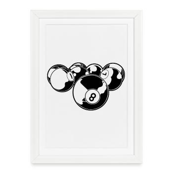 Billard - Affiche encadrée (27 × 37 cm) - blanc - Devant