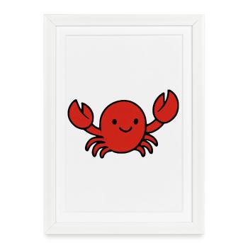 Cute cartoon crab sea creature design fun - Framed poster (27 × 37 cm) - white - Front