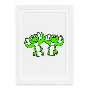2 caterpillars bodybuilder team muscle building friends cute - Framed poster (27 × 37 cm) - white - Front