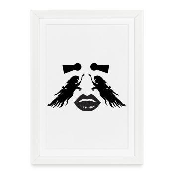 Art face illusion – abstraction féminine - Affiche encadrée (27 × 37 cm) - blanc - Devant