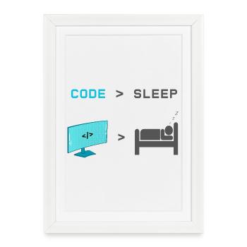 Code vs Sleep: Coder in Sleep Mode - Framed poster (27 × 37 cm) - white - Front