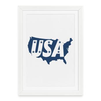 United States Map with Stars - Framed poster (27 × 37 cm) - white - Front