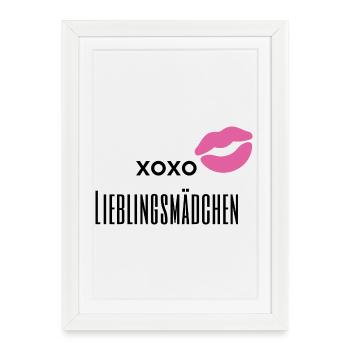 Kiss Me – Romantic Lip Design xoxo - Framed poster (27 × 37 cm) - white - Front
