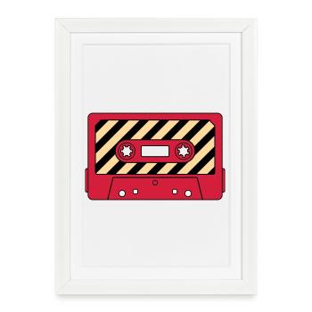 Cassette Retro Mixtape – Music Cult Motif - Framed poster (27 × 37 cm) - white - Front