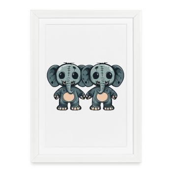 Elephant Halloween Team Funny - Framed poster (27 × 37 cm) - white - Front