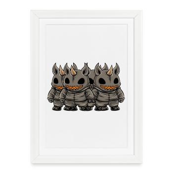 Rhino Halloween Team Comic Funny - Framed poster (27 × 37 cm) - white - Front