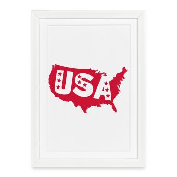 Red USA Silhouette with Stars - Framed poster (27 × 37 cm) - white - Front