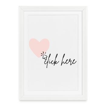 Cliquez ici pour mon cœur - Affiche encadrée (27 × 37 cm) - blanc - Devant