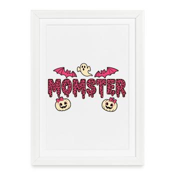 Momster Léopard Rose Halloween - Affiche encadrée (27 × 37 cm) - blanc - Devant