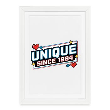 Unique depuis 1984 - Retro Gaming design vintage - Affiche encadrée (27 × 37 cm) - blanc - Devant