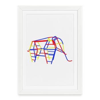 Éléphant grimpeur en RDA - Affiche encadrée (27 × 37 cm) - blanc - Devant