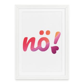 Nope neon pink & purple gradient with the slogan Nope. - Framed poster (27 × 37 cm) - white - Front