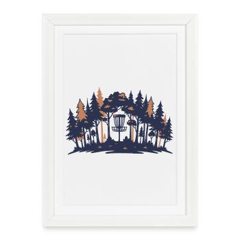Disc Golf Scene Forest Basket Silhouette - Framed poster (27 × 37 cm) - white - Front
