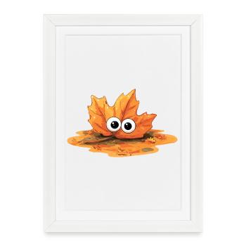 Autumn Leaf with Eyes Cuddly Hero - Framed poster (27 × 37 cm) - white - Front