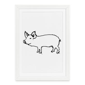 COCHON - Affiche encadrée (27 × 37 cm) - blanc - Devant