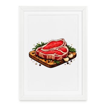 Juicy steak illustration - Framed poster (27 × 37 cm) - white - Front