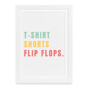 T-shirts Dhorts Tongs - Affiche encadrée (27 × 37 cm) - blanc - Devant
