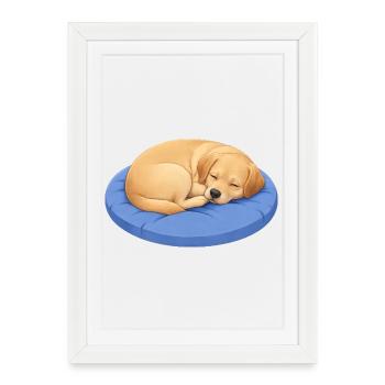 Cute Labrador Retriever Cartoon Dog Cuddling - Framed poster (27 × 37 cm) - white - Front