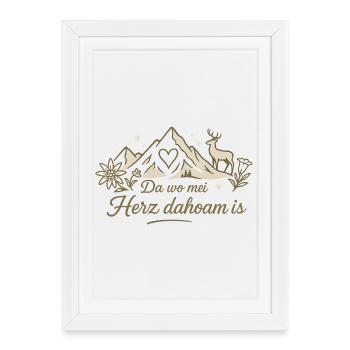 Bergherz at home – love of the Alps - Framed poster (27 × 37 cm) - white - Front