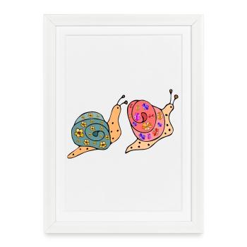 Escargots - Affiche encadrée (27 × 37 cm) - blanc - Devant
