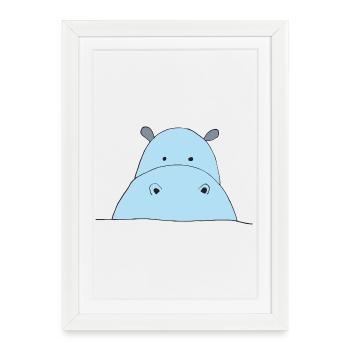Blue Hippo Eye-catcher - Framed poster (27 × 37 cm) - white - Front