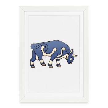 Piktischer Stier - Gerahmtes Poster (27 × 37 cm) - Weiß - Vorne