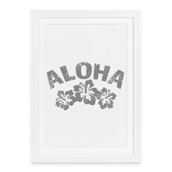 Aloha Hibiscus Tropical Design - Affiche encadrée (27 × 37 cm) - blanc - Devant