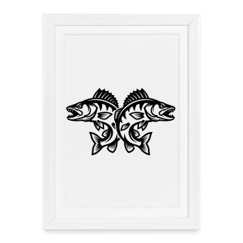 Brochet - Affiche encadrée (27 × 37 cm) - blanc - Devant