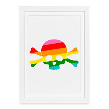 Crâne arc-en-ciel - Affiche encadrée (27 × 37 cm) - blanc - Devant