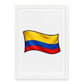 Colombian flag in the wind - Framed poster (27 × 37 cm) - white - Front