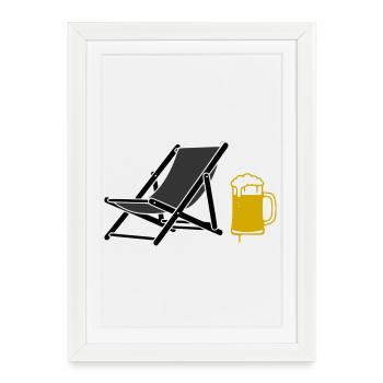 Vecteur couleur bière chaise de plage - Affiche encadrée (27 × 37 cm) - blanc - Devant