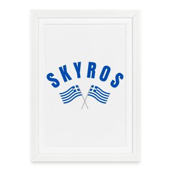 Drapeaux croisés grecs de Skyros - Affiche encadrée (27 × 37 cm) - blanc - Devant