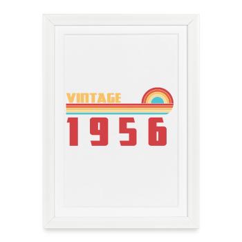 Tee 70 Ans Old School Né(e) 1956 - Affiche encadrée (27 × 37 cm) - blanc - Devant