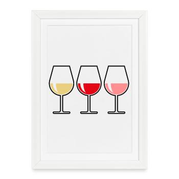 Vin blanc Vin rouge Vin rosé (vin / ventre / aussi) - Affiche encadrée (27 × 37 cm) - blanc - Devant