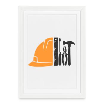 Tool & Construction Helmet – Craftsman Logo - Framed poster (27 × 37 cm) - white - Front