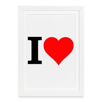Cœur rouge en contraste noir - Affiche encadrée (27 × 37 cm) - blanc - Devant