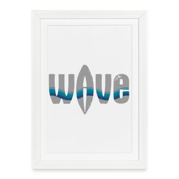 Typographie ondulatoire avec rubans bleus - Affiche encadrée (27 × 37 cm) - blanc - Devant