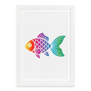 Poissons Colorés | Motif marin moderne - Affiche encadrée (27 × 37 cm) - blanc - Devant