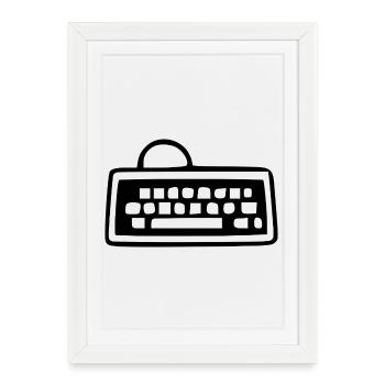 Écran d’ordinateur rétro Blanc vintage 80s 90s J - Affiche encadrée (27 × 37 cm) - blanc - Devant