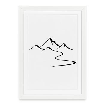 Mountains Outline Silhouette - Framed poster (27 × 37 cm) - white - Front