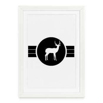 Silhouette d’antilope - Affiche encadrée (27 × 37 cm) - blanc - Devant