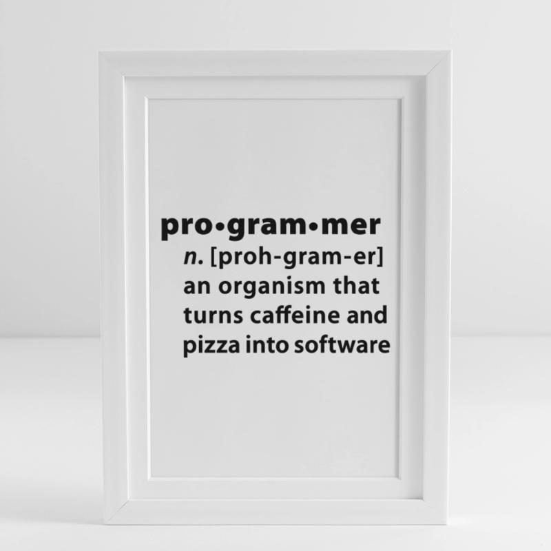 Programmdefinition - die Definition Programmer Gerahmtes Poster (27 × 37 cm)