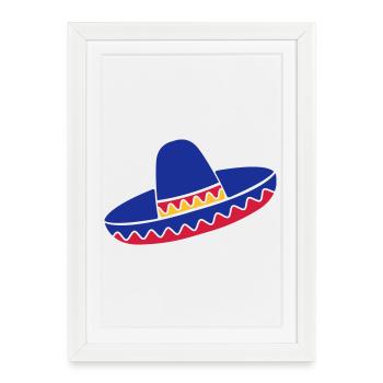 Sombrero Azul de Fiesta - Affiche encadrée (27 × 37 cm) - blanc - Devant