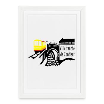 le petit train jaune - Affiche encadrée (27 × 37 cm) - blanc - Devant