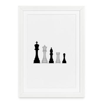 Pièces d’échecs - Affiche encadrée (27 × 37 cm) - blanc - Devant