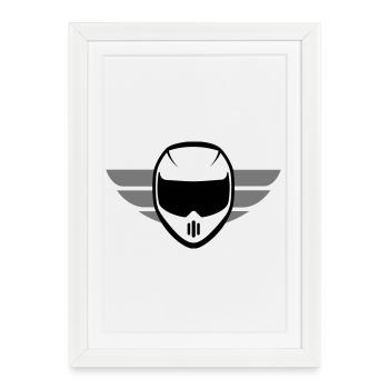Casque de moto de sport avec des ailes - Affiche encadrée (27 × 37 cm) - blanc - Devant